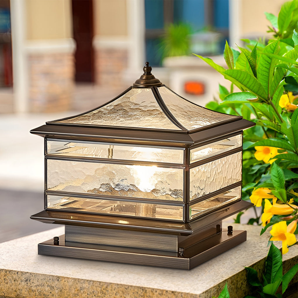Lumière de poteau de jardin en verre cuivre extérieure