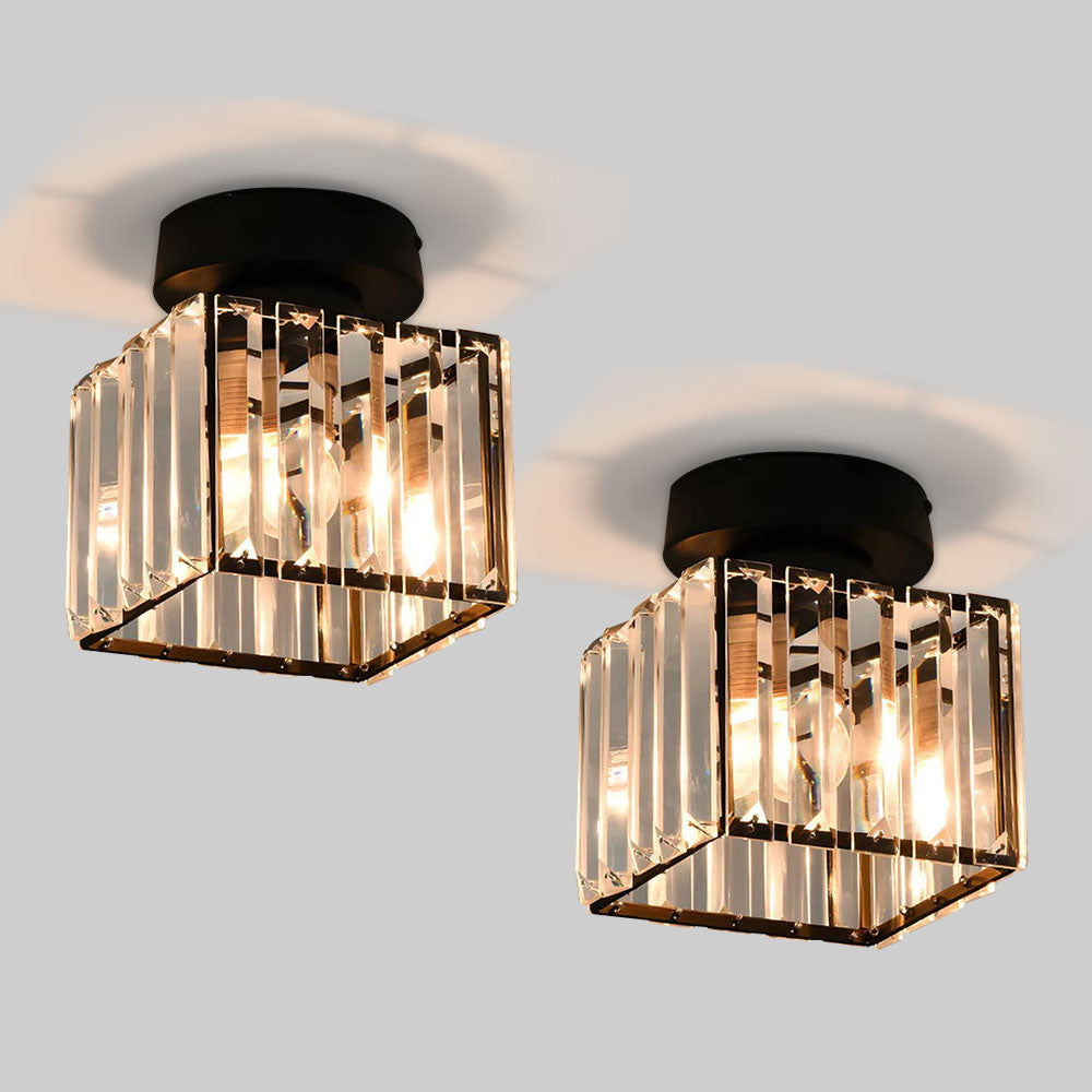 Set of 2 Elegant Crystal Semi Flush Mount Ceiling Lights for Hallway – Stylish Illumination for Home Décor