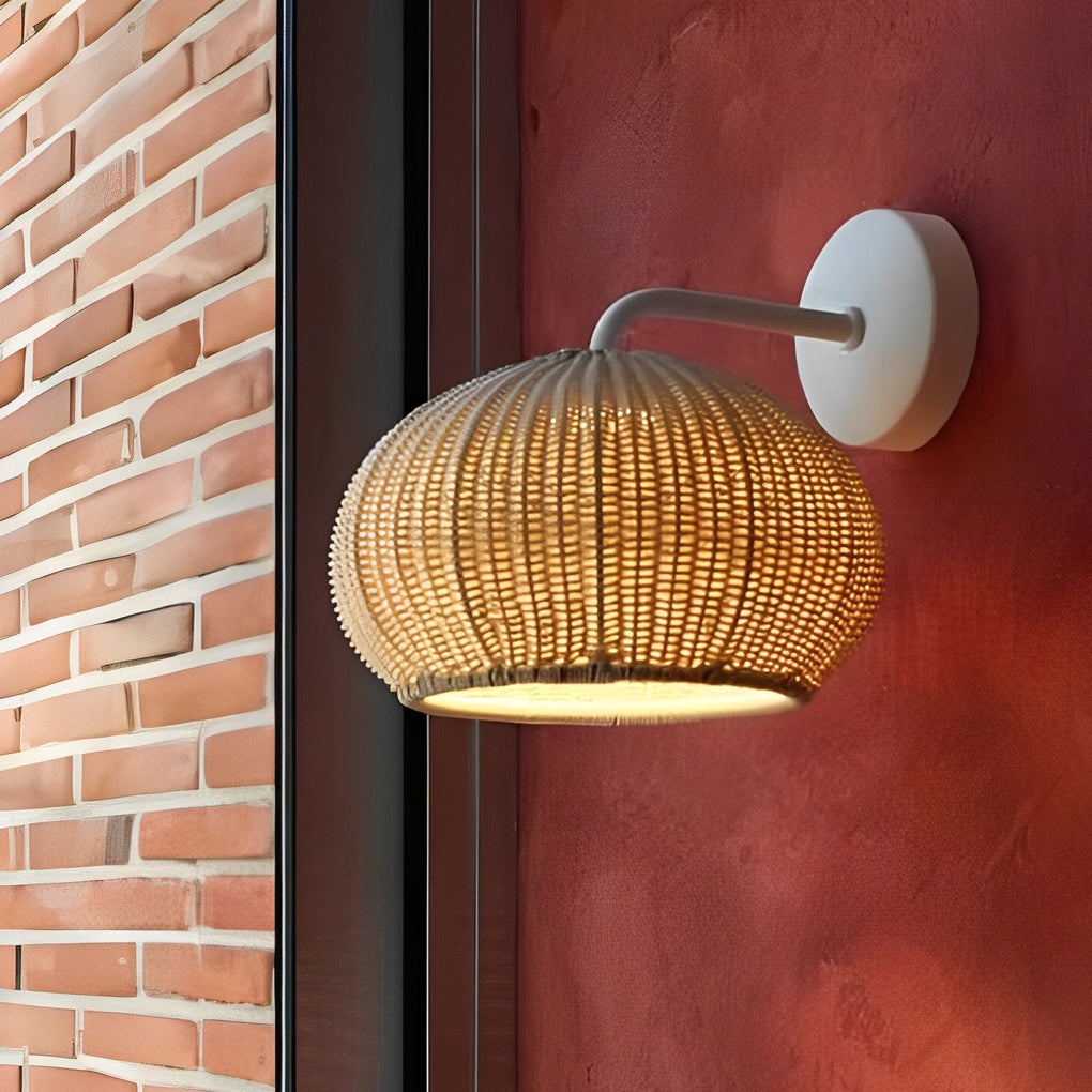 Lámpara colgante de exterior de ratán, moderna lámpara de jardín