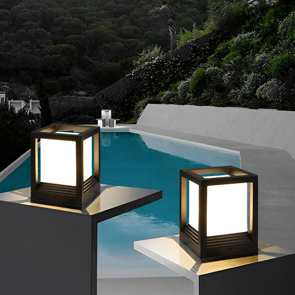 Farol solar LED para exterior de aluminio negro