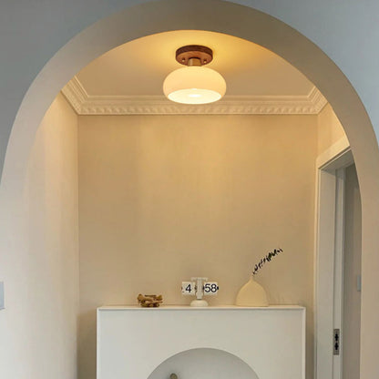 Elegant Round Glass Ceiling Light Fixture for Hallways