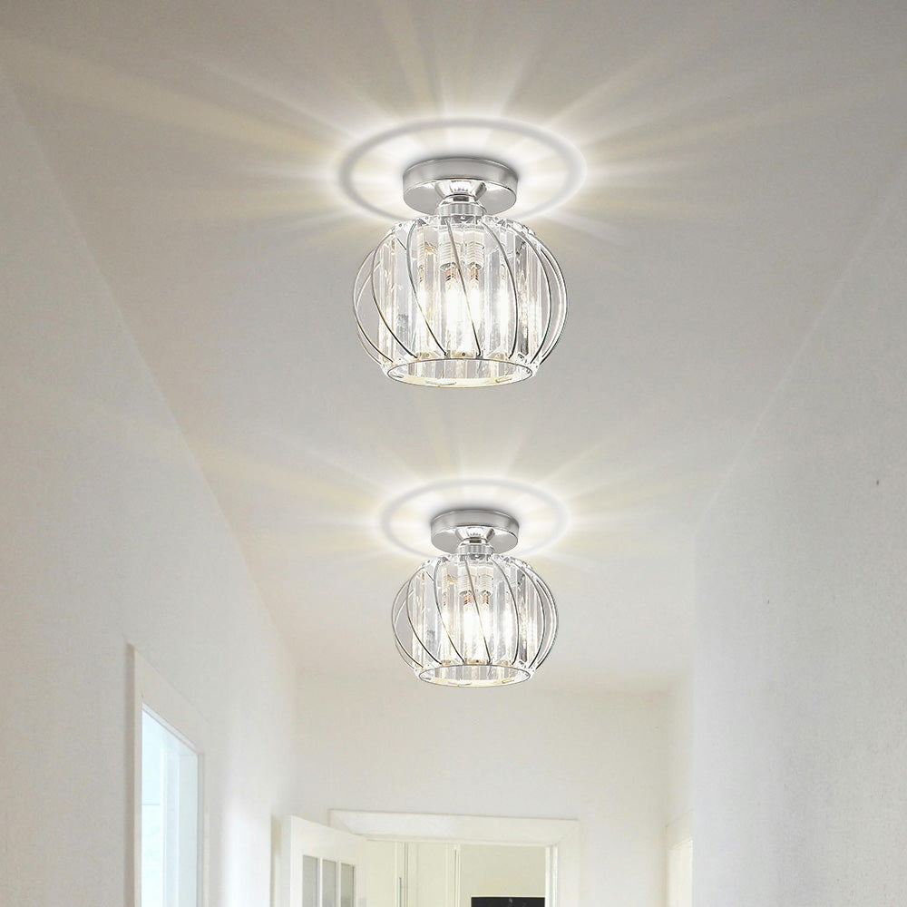 Set of 2 Elegant Glass Ceiling Lights for Hallway - Stylish Luxury Illumination for Home Décor