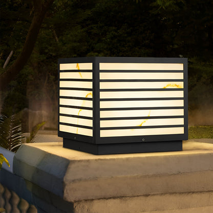 Zewnętrzna solarny słupkowa lampa nowoczesna czarna latarnia