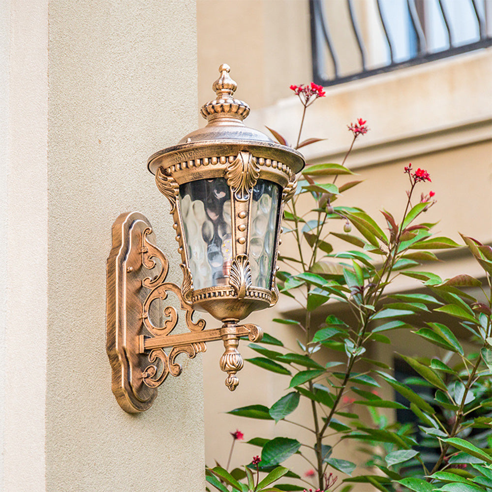 Classic Vintage-Style Glass Outdoor Wall Light Fixture for Elegant Garden and Patio Illumination