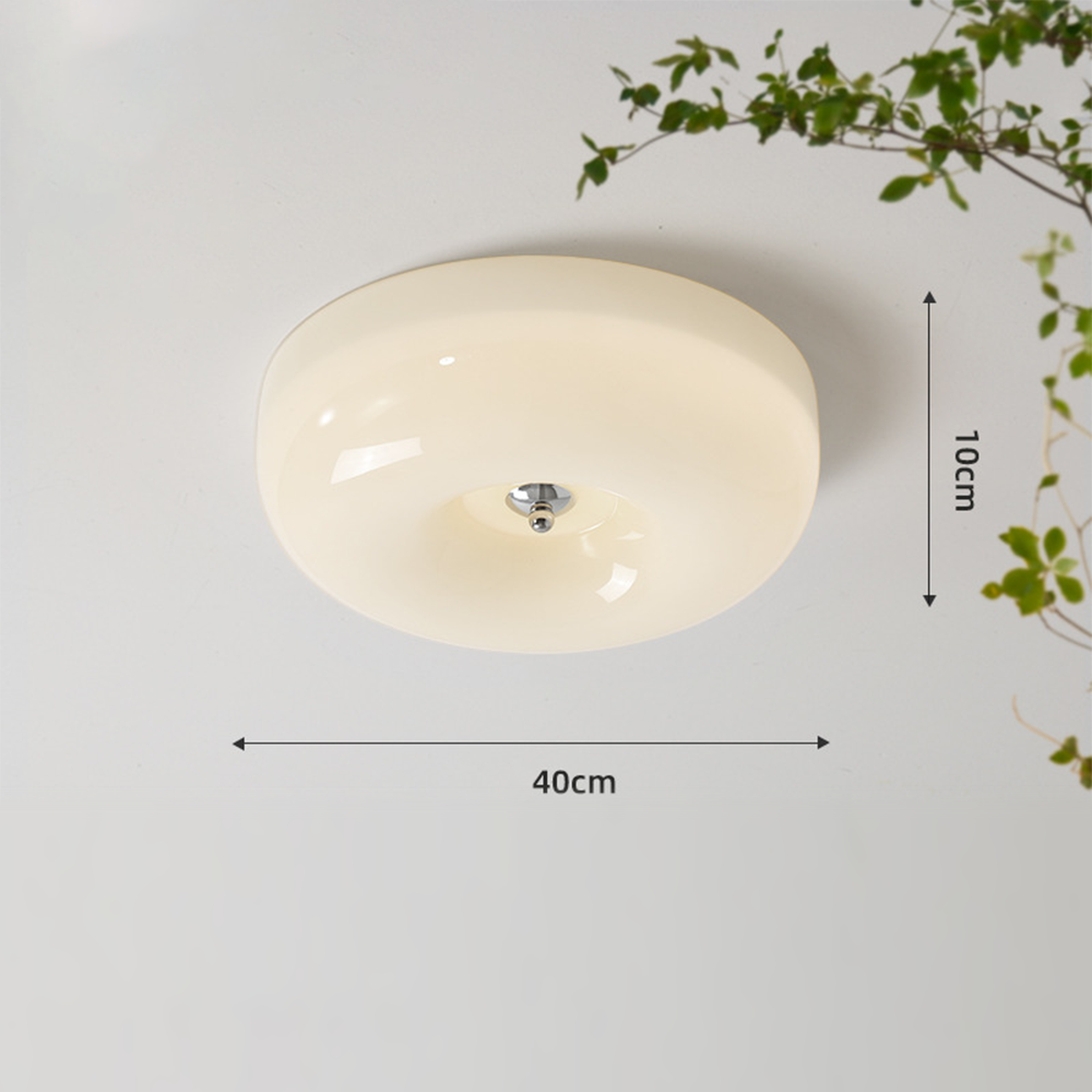 Elegant Cream Round Ceiling Lamp - Stylish Glass Ceiling Light for Modern Home Illumination and Ambient Lighting Solutions