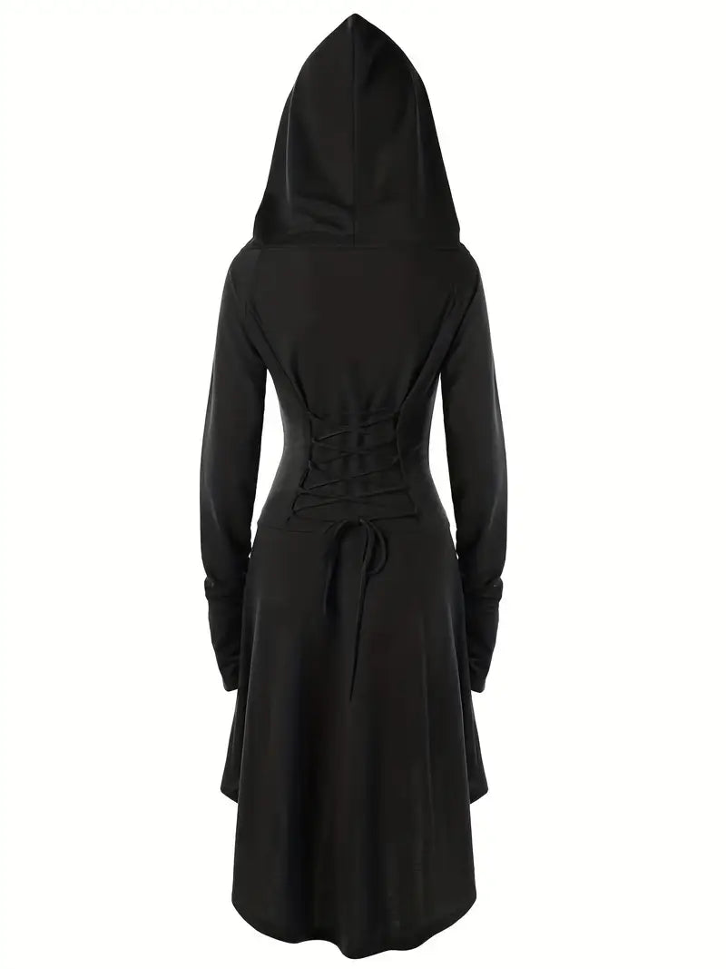 Corsé Gótico Vestido de Disfraz de Halloween de Manga Larga | Midi