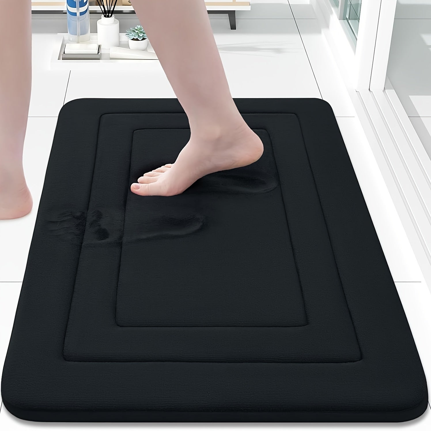 Alfombrilla de baño con acolchado de espuma viscoelástica para mayor comodidad