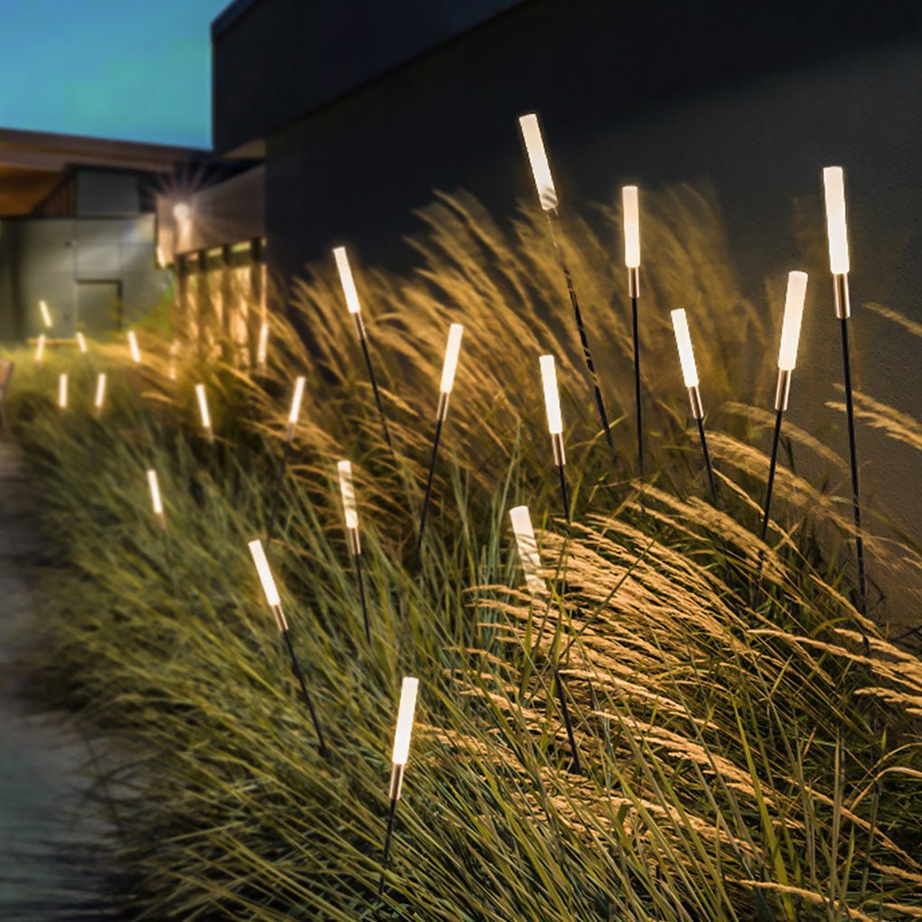 Luces solares para jardín con estacas modernas de acero inoxidable