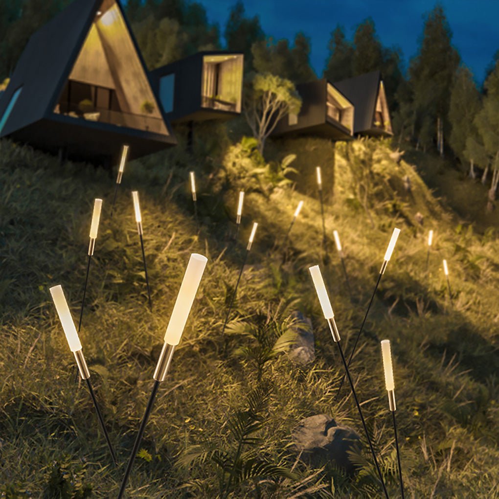 Luces solares para jardín con estacas modernas de acero inoxidable