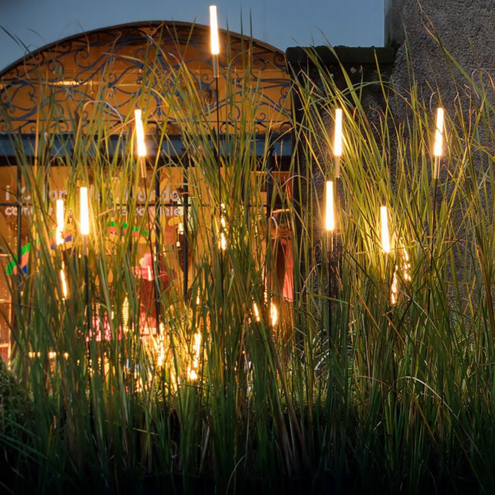 Luces solares para jardín con estacas modernas de acero inoxidable