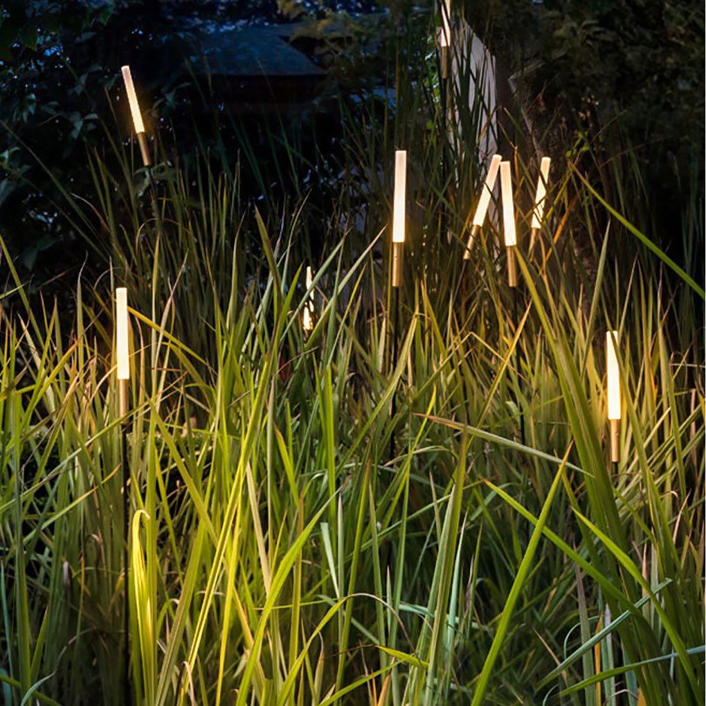 Luces solares para jardín con estacas modernas de acero inoxidable
