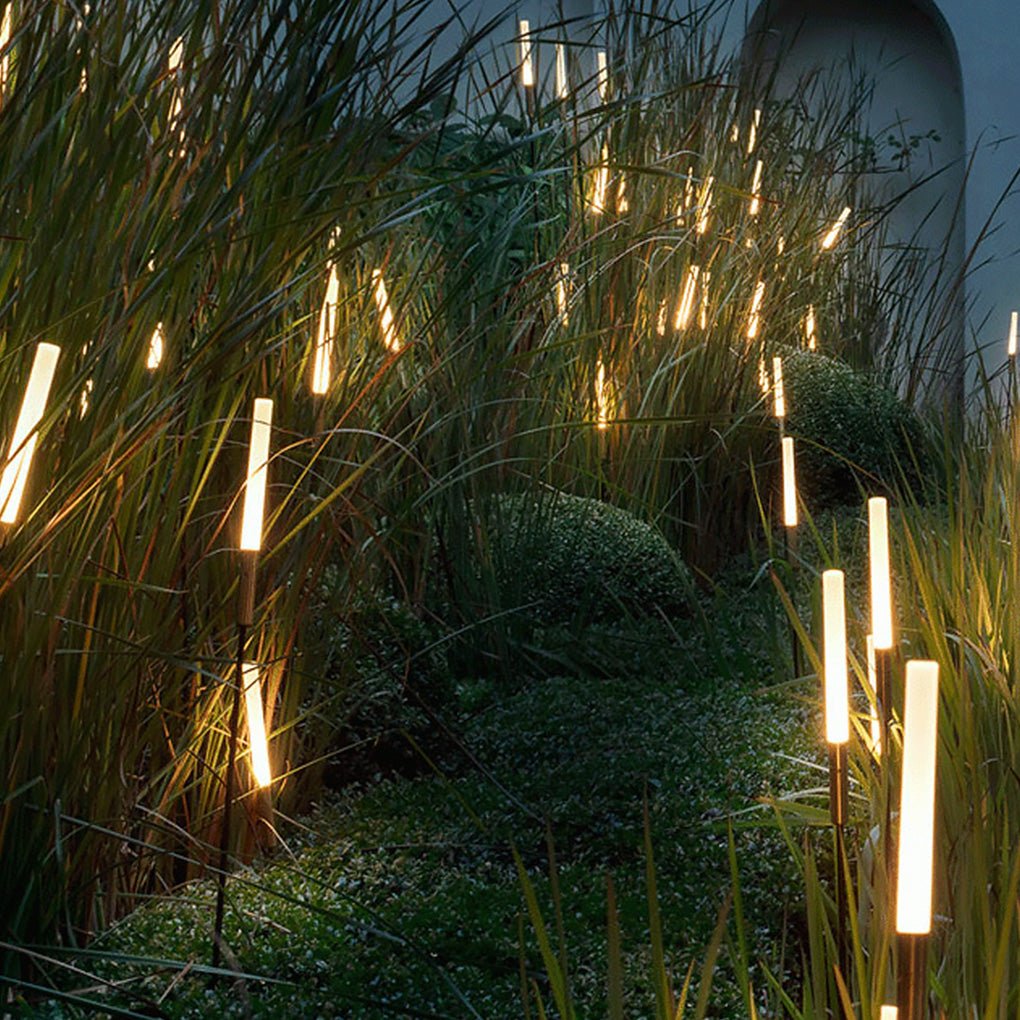Luces solares para jardín con estacas modernas de acero inoxidable