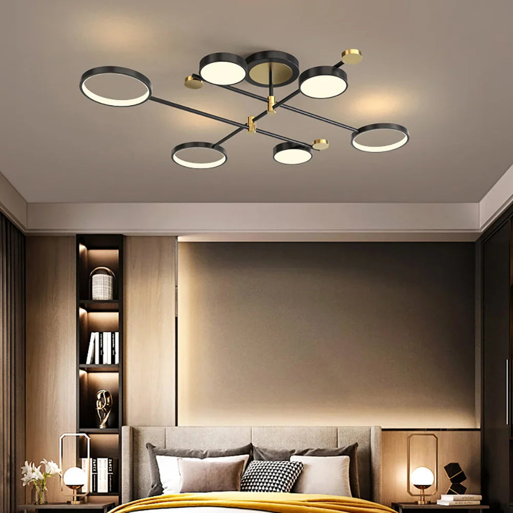 Contemporary LED Ceiling Light for Living Room - Modern Rings Design for Stylish Illumination and Ambience