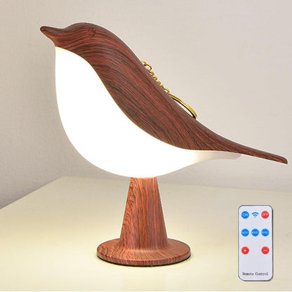 Moderne Holz-LED-Tischlampe im Vogel-Design