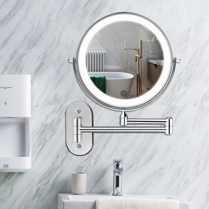 Specchio da parete con luce LED e ingrandimento