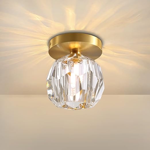 Nordic Luxury Minimalist Crystal and Metal Ceiling Light Fixture for Elegant Home Illumination and Stylish Décor