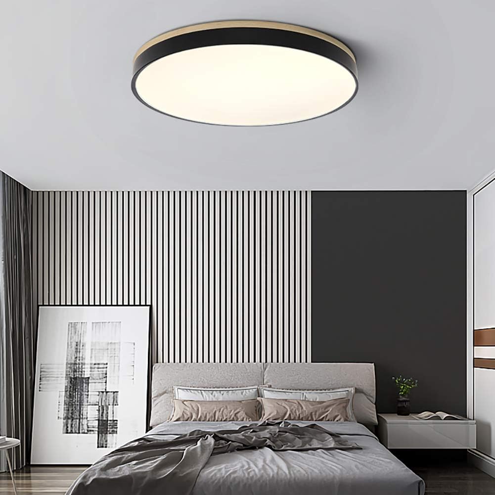 Elegant Wooden Round Flush Ceiling Lights for Living Room - Stylish Illumination for Home Décor and Ambient Lighting