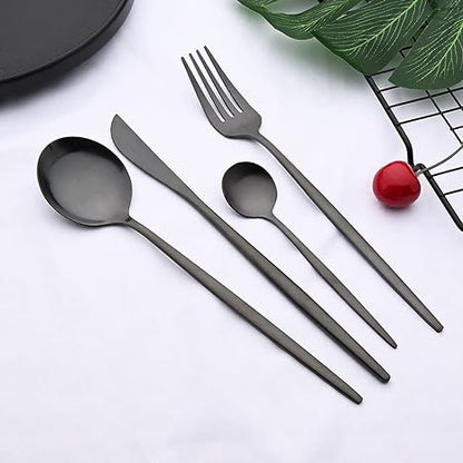 Cutlery Set Black Stainless Steel Dining Set