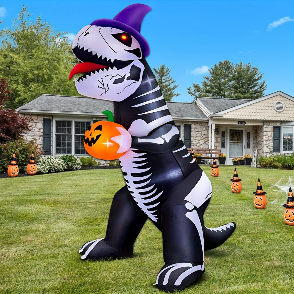 Esqueleto de dinosaurio inflable gigante de Halloween | Decoración luminosa para jardín