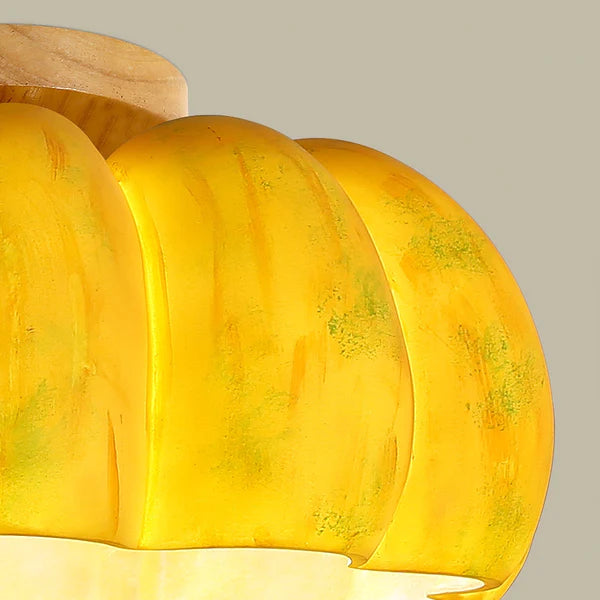 Brighten Your Space with a Charming Yellow Pumpkin Ceiling Light Fixture - Perfect for Home Decor and Unique Lighting Solutions