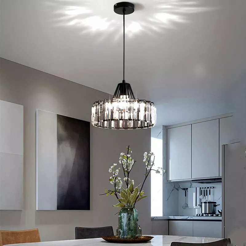 Elegant Modern Black Crystal Pendant Light Fixture for Stylish Home Décor and Ambient Illumination in Any Room