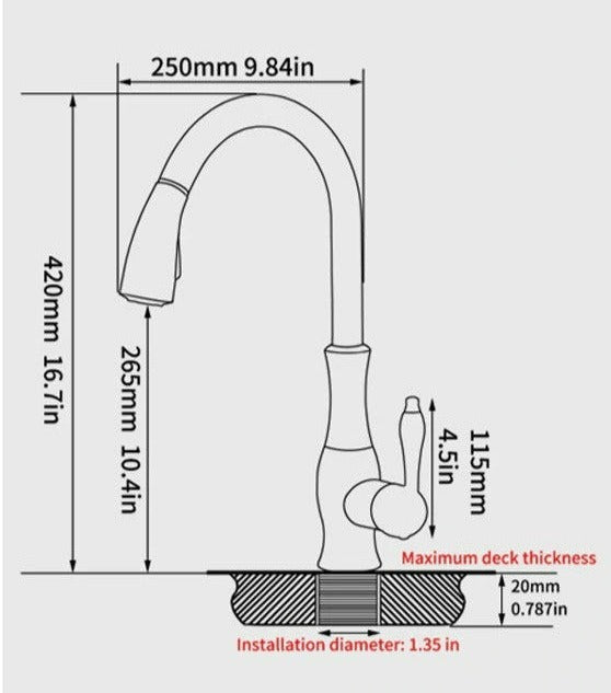 Grifo de cocina extraíble de acero cepillado