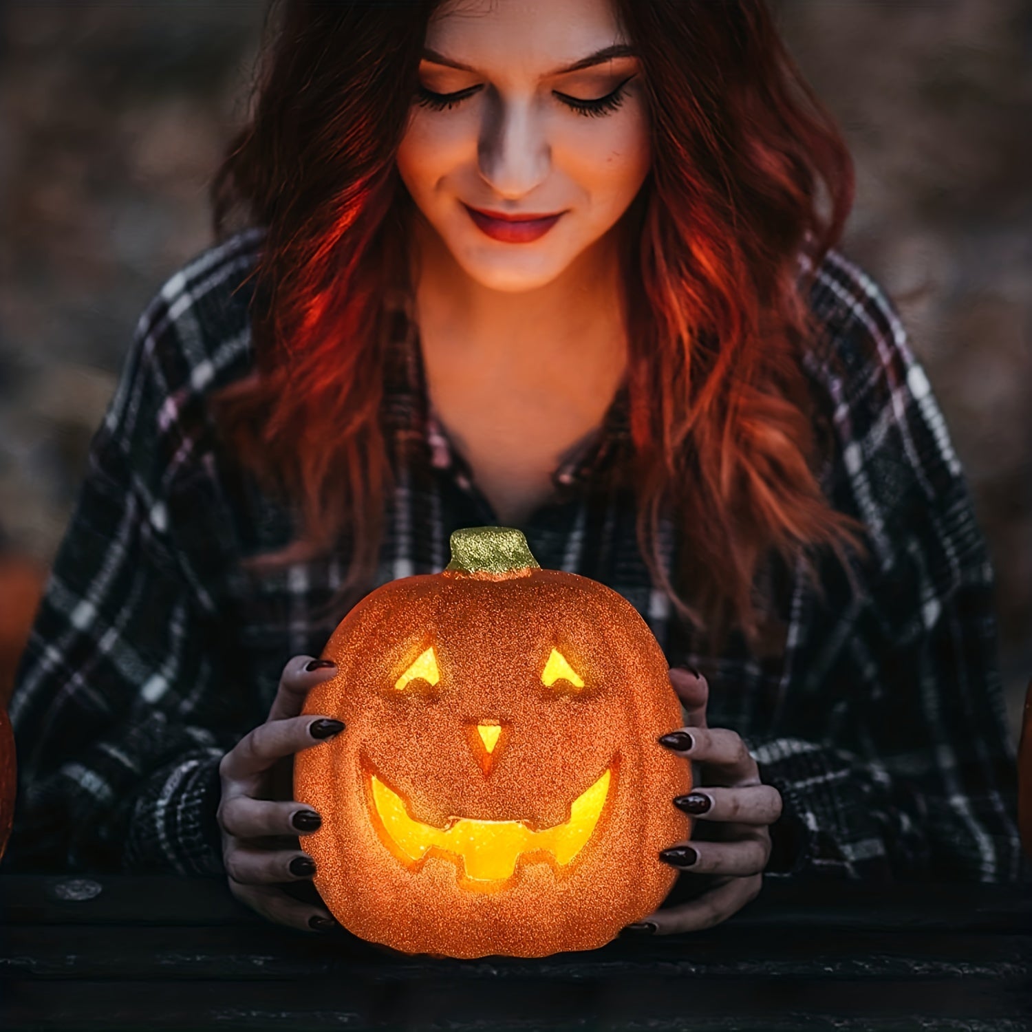 Decoración de Halloween de Calabaza Jack O'Lantern Iluminada y Brillante | Funciona con Pilas