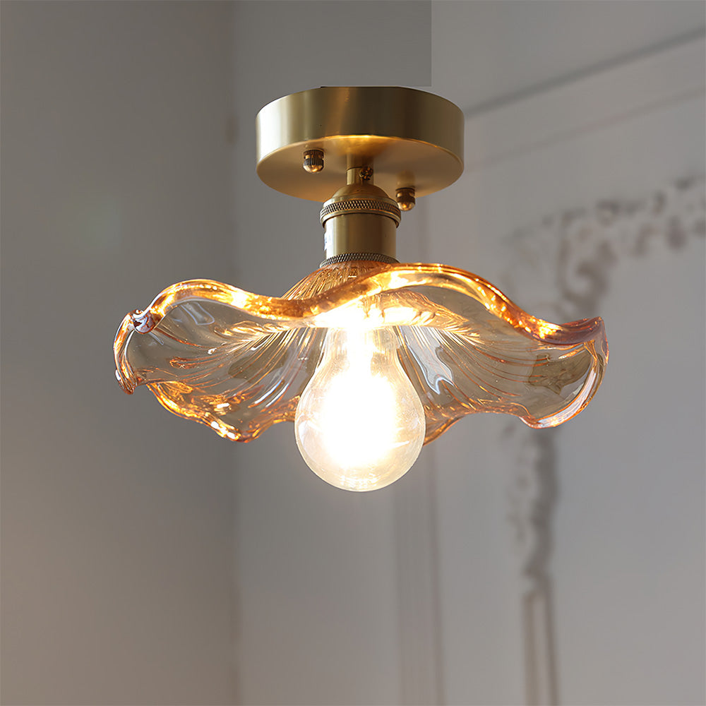 Vintage Floral Glass Ceiling Light Fixture for Kitchen - Elegant Home Lighting with Beautiful Flower Design