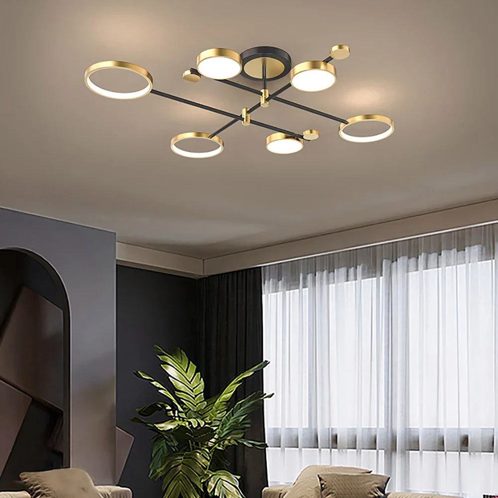 Contemporary LED Ceiling Light for Living Room - Modern Rings Design for Stylish Illumination and Ambience