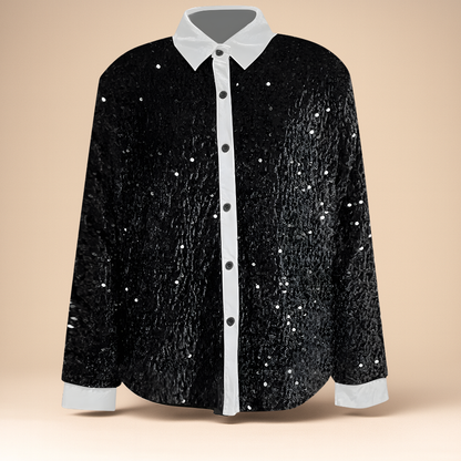 Women's Sequin Sparkly Long Sleeve Party Blouse Elegant Top