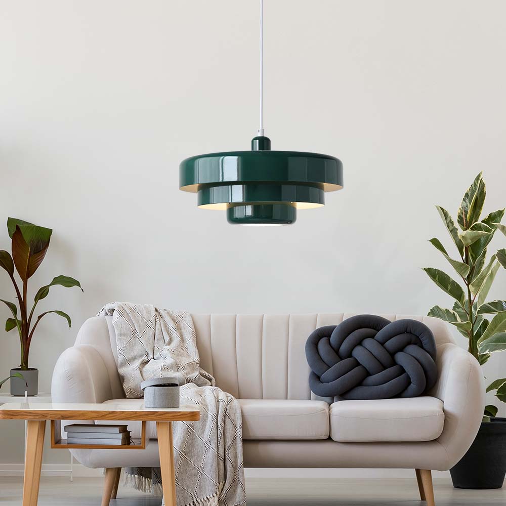 Lampa wisząca w stylu mid-century pomarańczowa metalowa oprawa