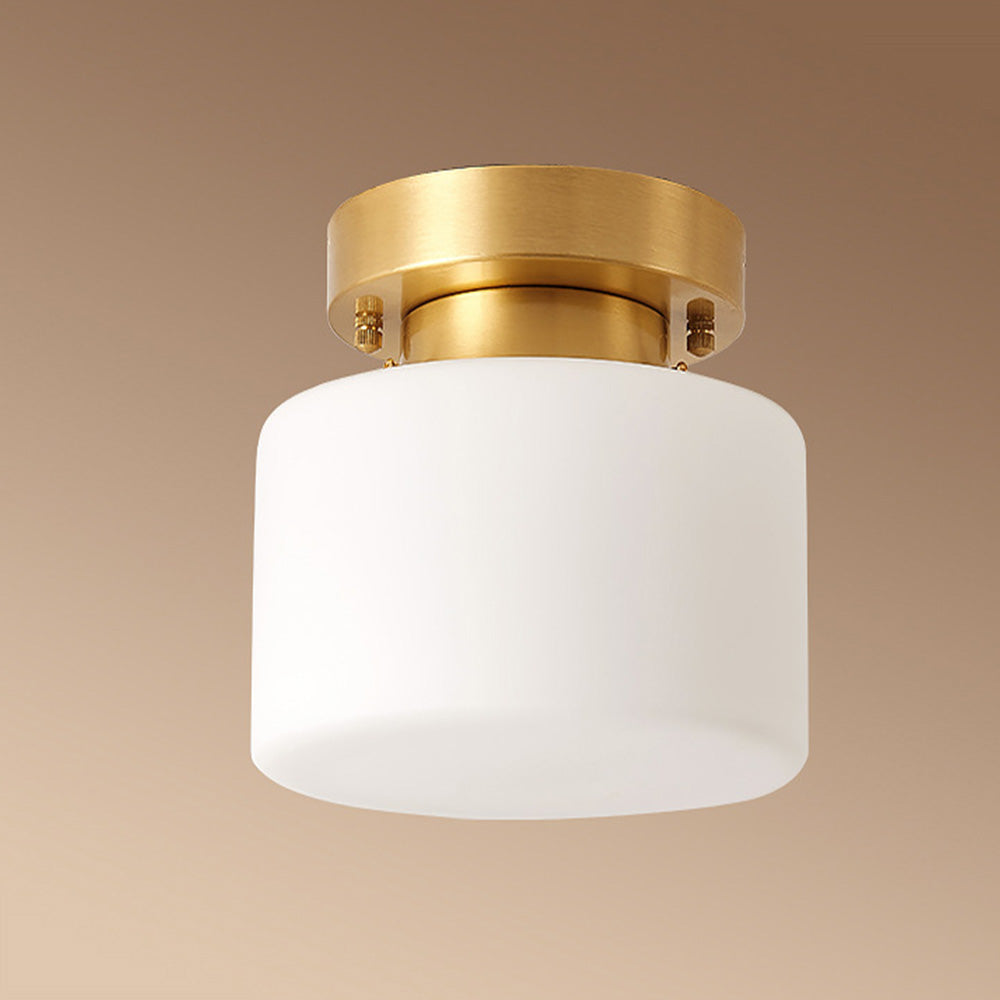 Elegant Minimalist Brass and White Semi-Flush Ceiling Light Fixture for Modern Home Interiors and Stylish Spaces