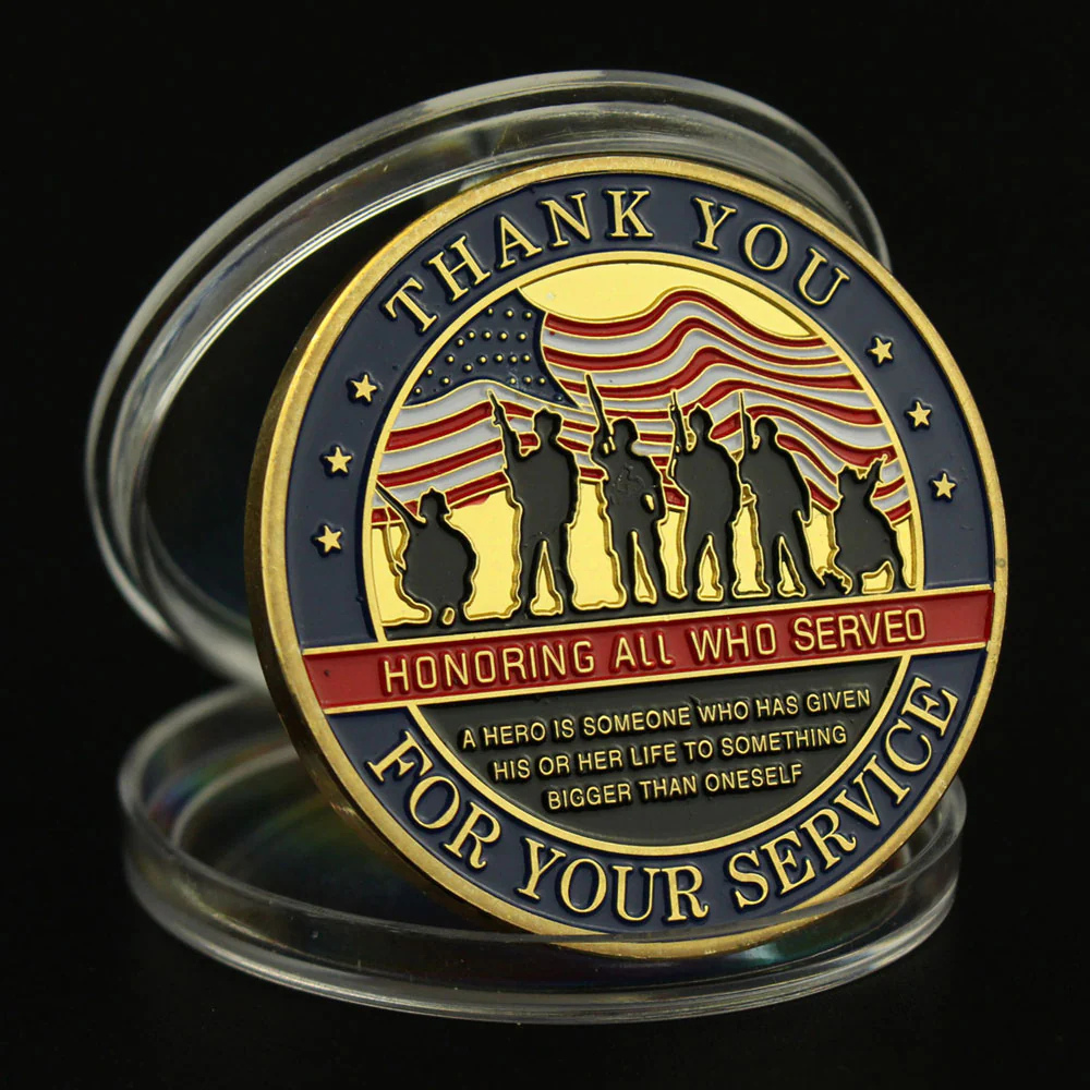 Veterans Day Coin Set Gold Silver Plated Military Challenge Coins Gift