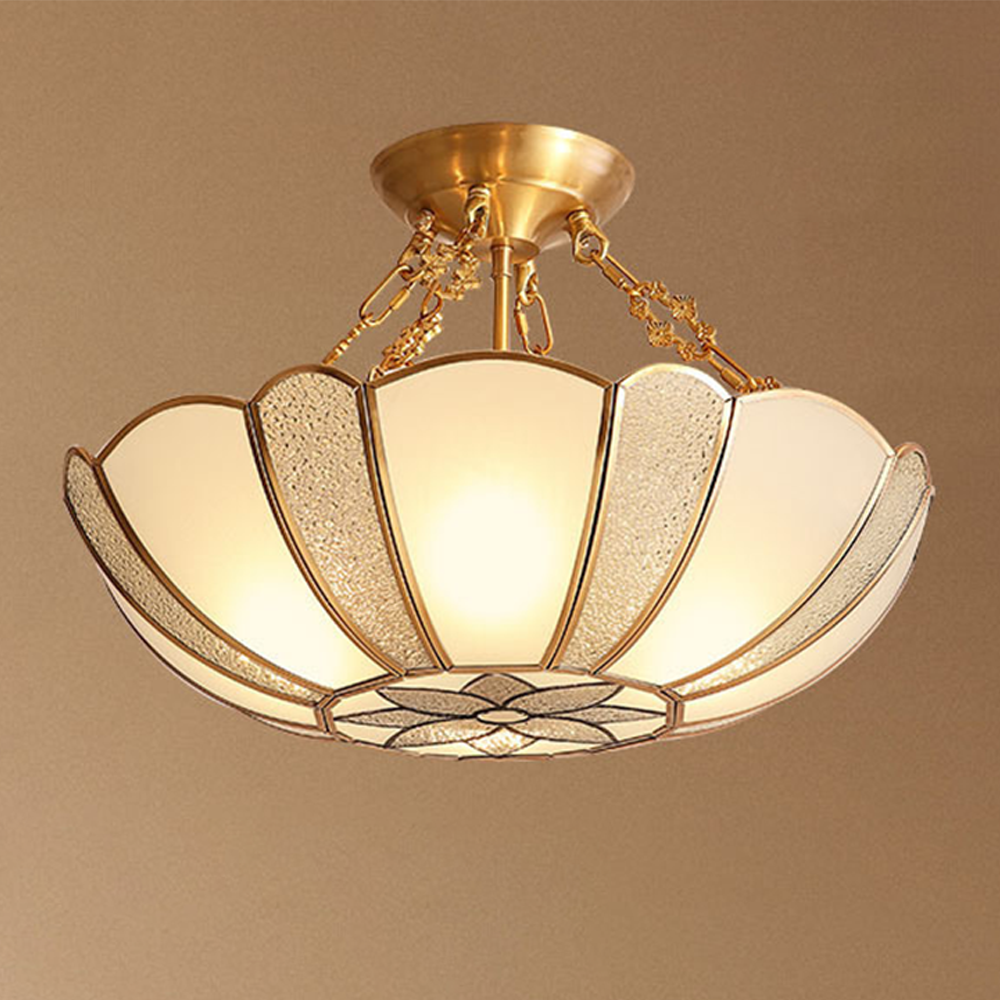 Elegant Traditional Semi Flush Glass Ceiling Light Fixture for Timeless Home Illumination and Style