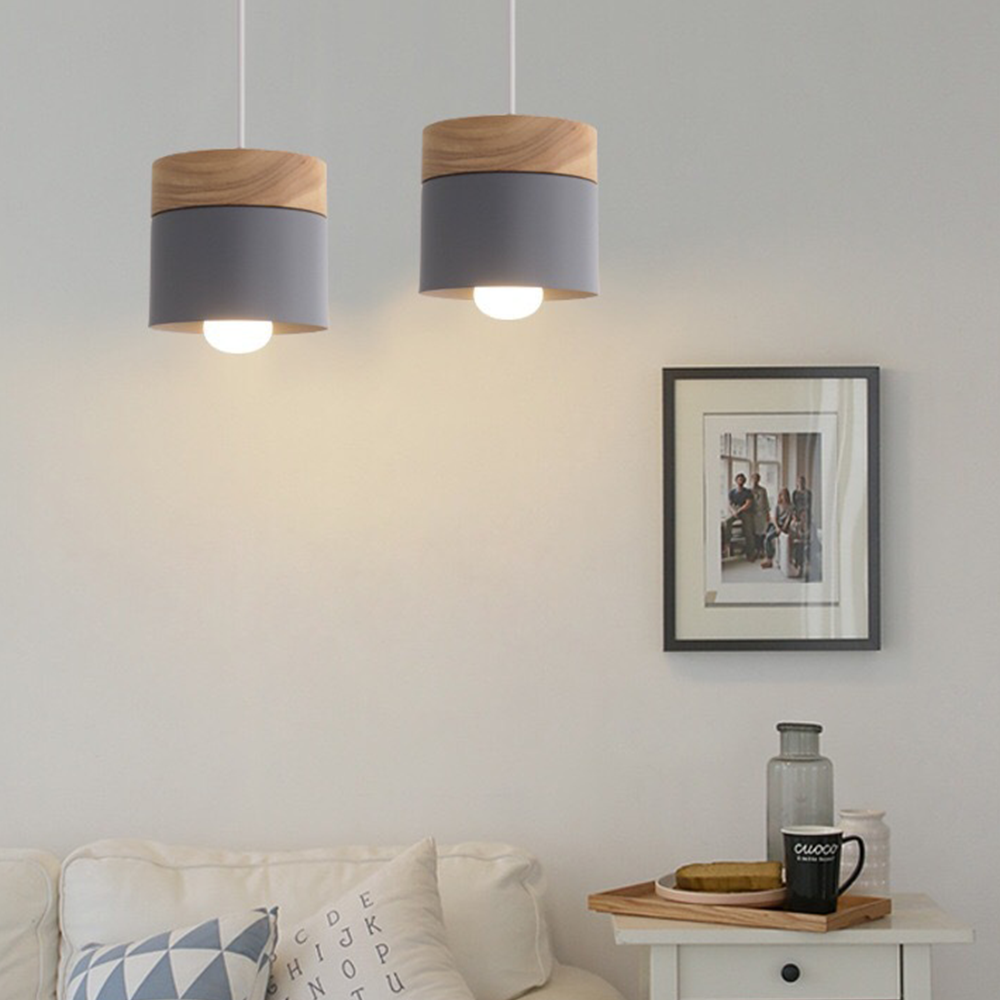 Nordic Wood Cylindrical Pendant Light – Stylish Scandinavian Hanging Lamp for Modern Home Décor and Ambient Lighting