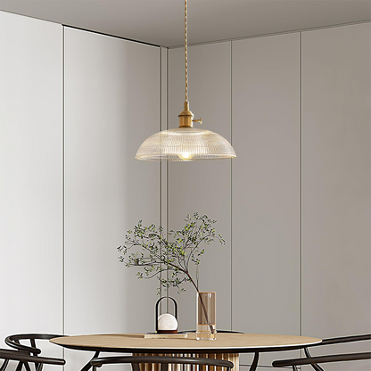 Pendant Light with Ribbed Glass Shade