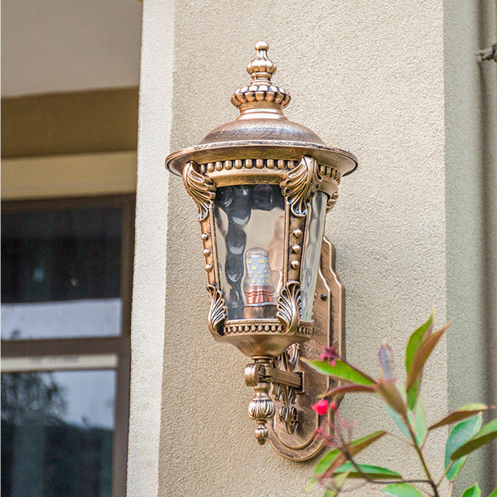 Classic Vintage-Style Glass Outdoor Wall Light Fixture for Elegant Garden and Patio Illumination