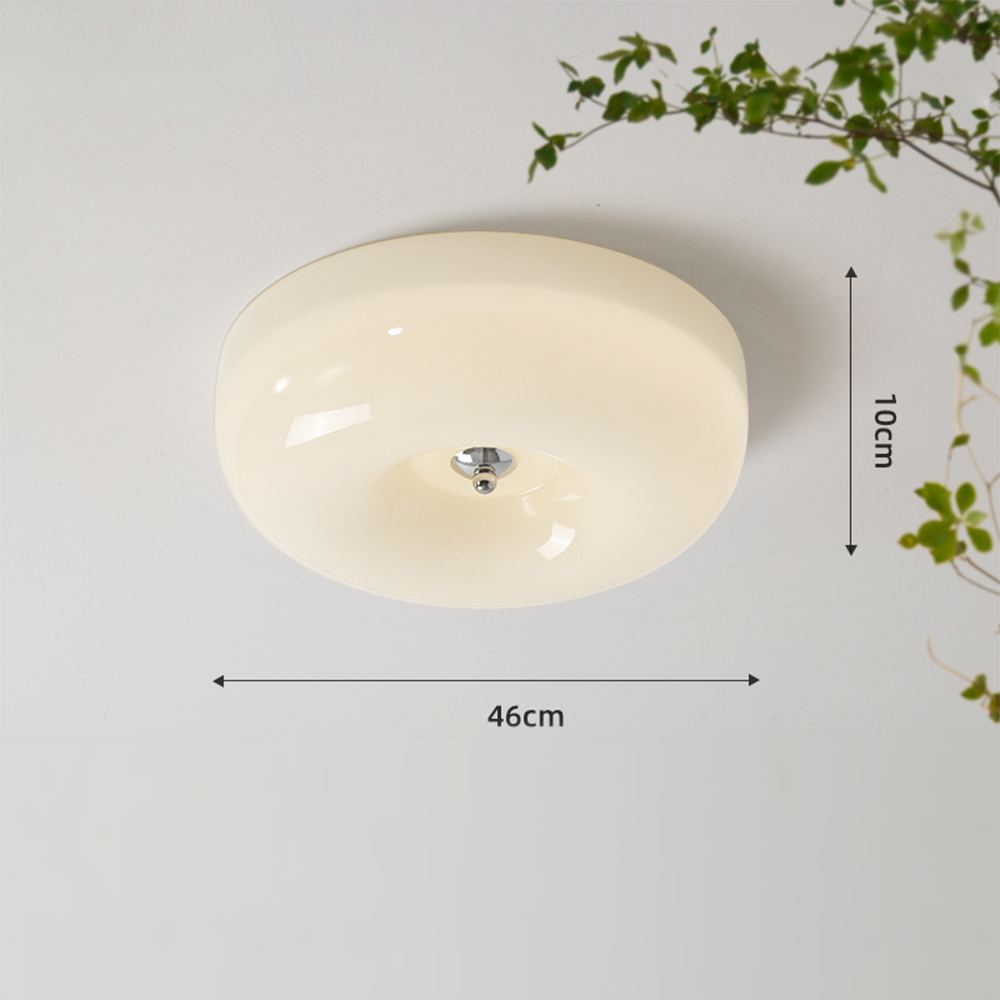 Elegant Cream Round Ceiling Lamp - Stylish Glass Ceiling Light for Modern Home Illumination and Ambient Lighting Solutions