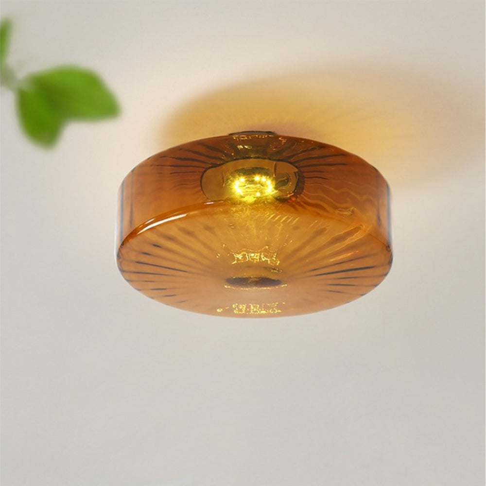 Medieval-Style Glass Corrugated Ceiling Light Fixture for Elegant Home Illumination and Vintage Decor