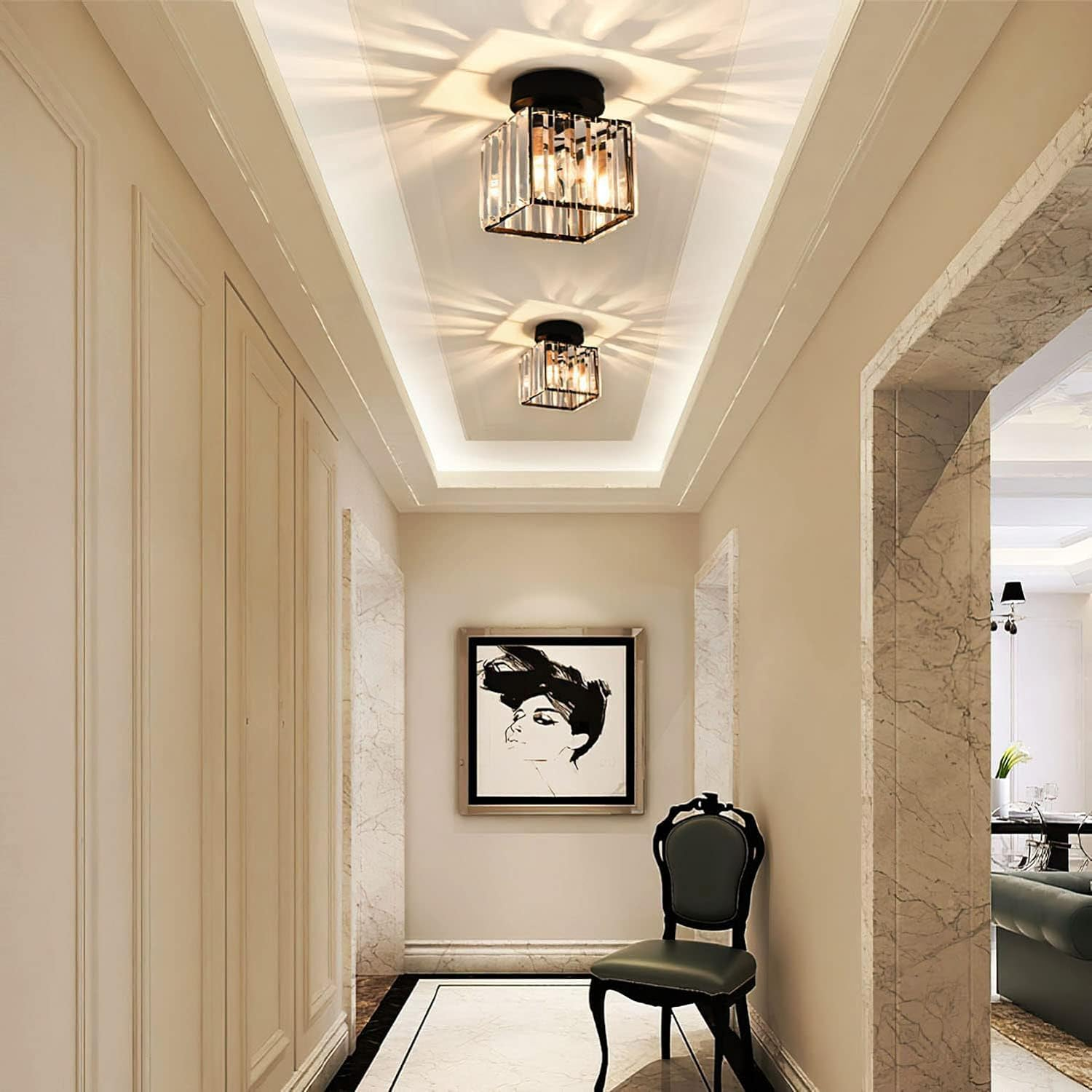 Contemporary 1-Light Flush Mount Ceiling Light for Hallway - Stylish and Modern Lighting Fixture for Home Interiors