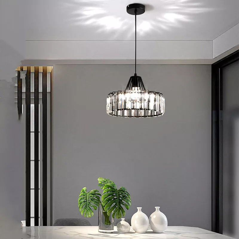 Elegant Modern Black Crystal Pendant Light Fixture for Stylish Home Décor and Ambient Illumination in Any Room