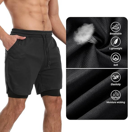 Short de sport avec poche pour téléphone et doublure
