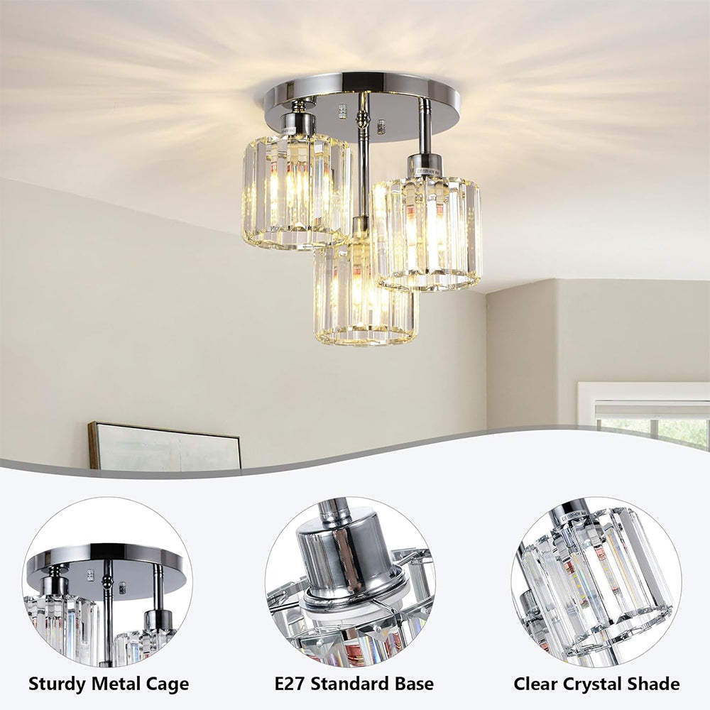 Elegant Modern Crystal Semi-Flush Ceiling Lights