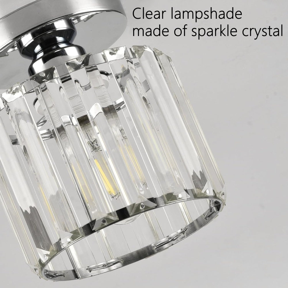 Elegant Crystal Circle Flush Mount Ceiling Light for Hallway - Stunning Illumination and Modern Design for Your Home