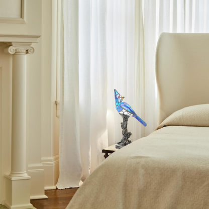 Stained Glass Bird Table Lamp Bronze Base