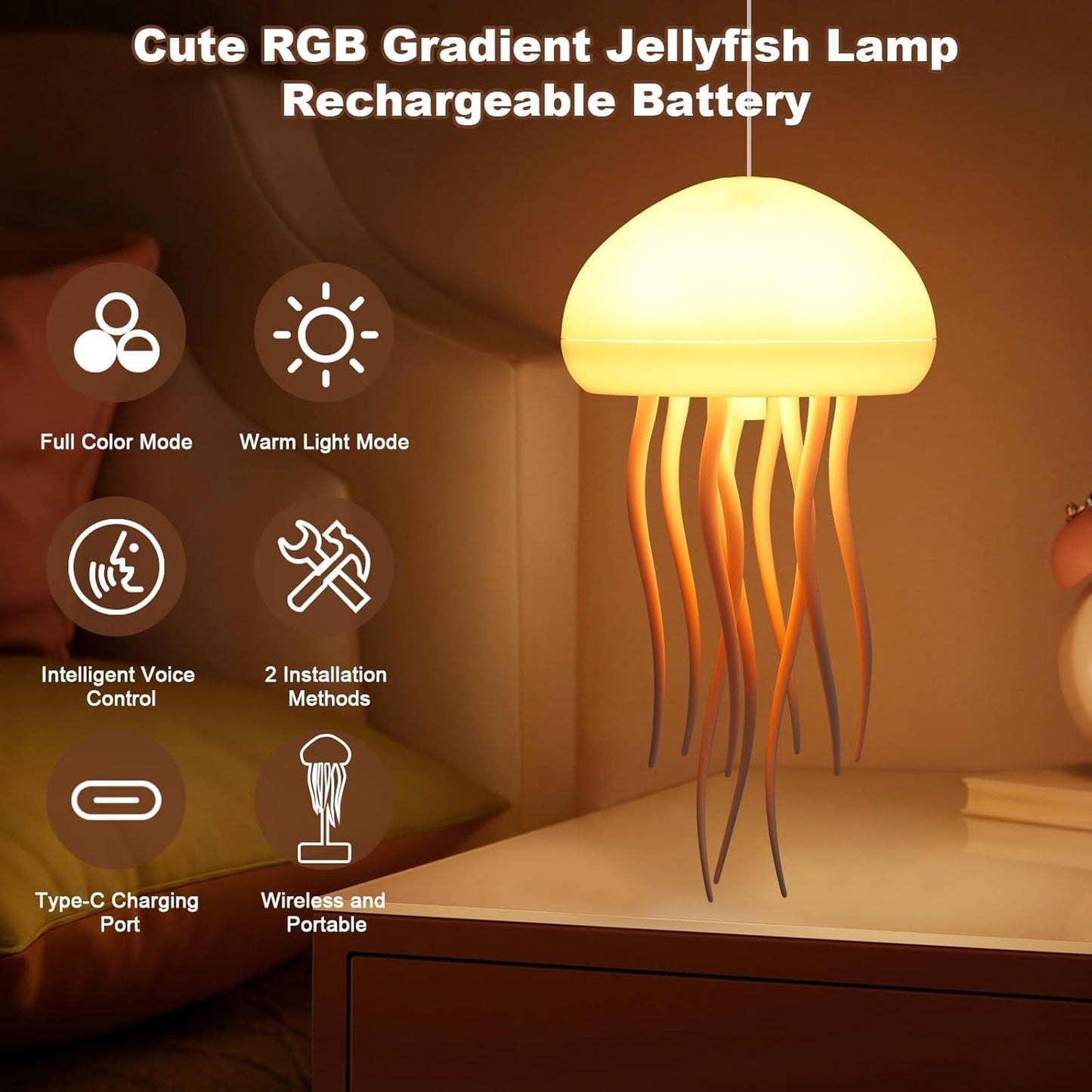 LED Mood Lamp | Lifelike Jellyfish Light for Bedroom
