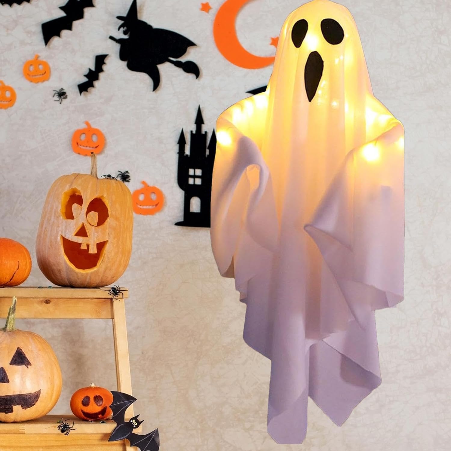 Luces de Halloween Decoraciones Colgantes de Fantasmas de Tela