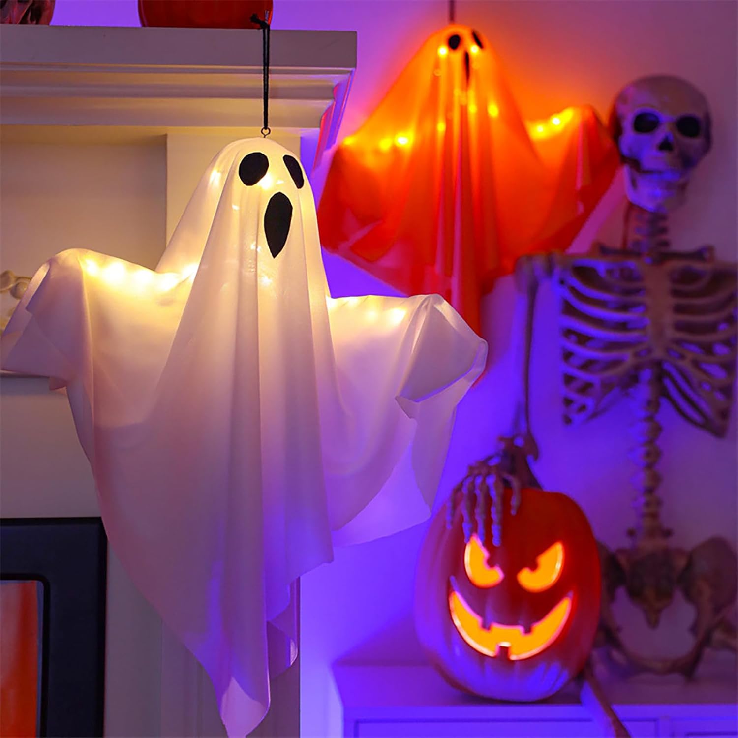Luces de Halloween Decoraciones Colgantes de Fantasmas de Tela