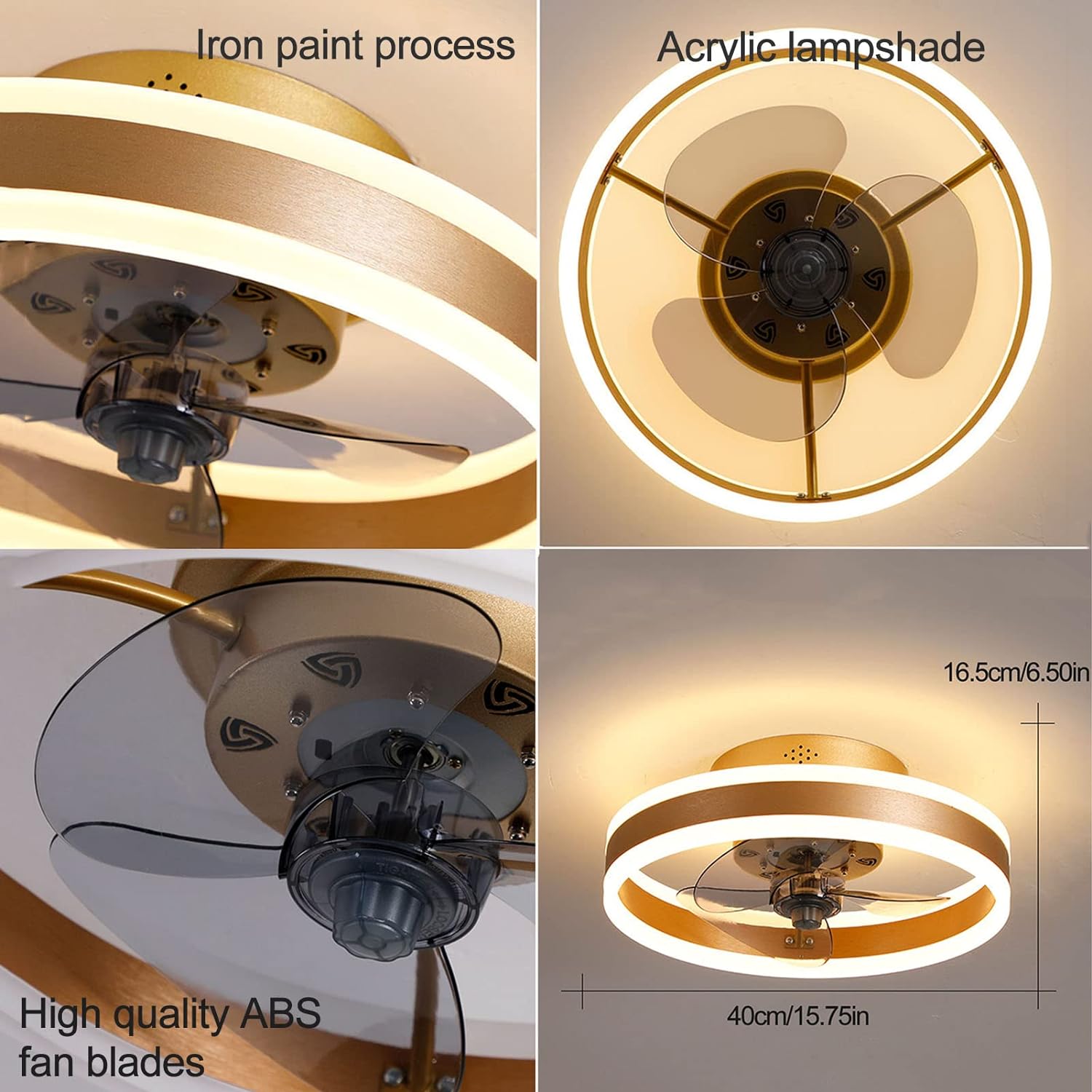 Simple Round Ceiling Fan with LED Light for Bedroom - Stylish and Efficient Home Lighting and Cooling Solution