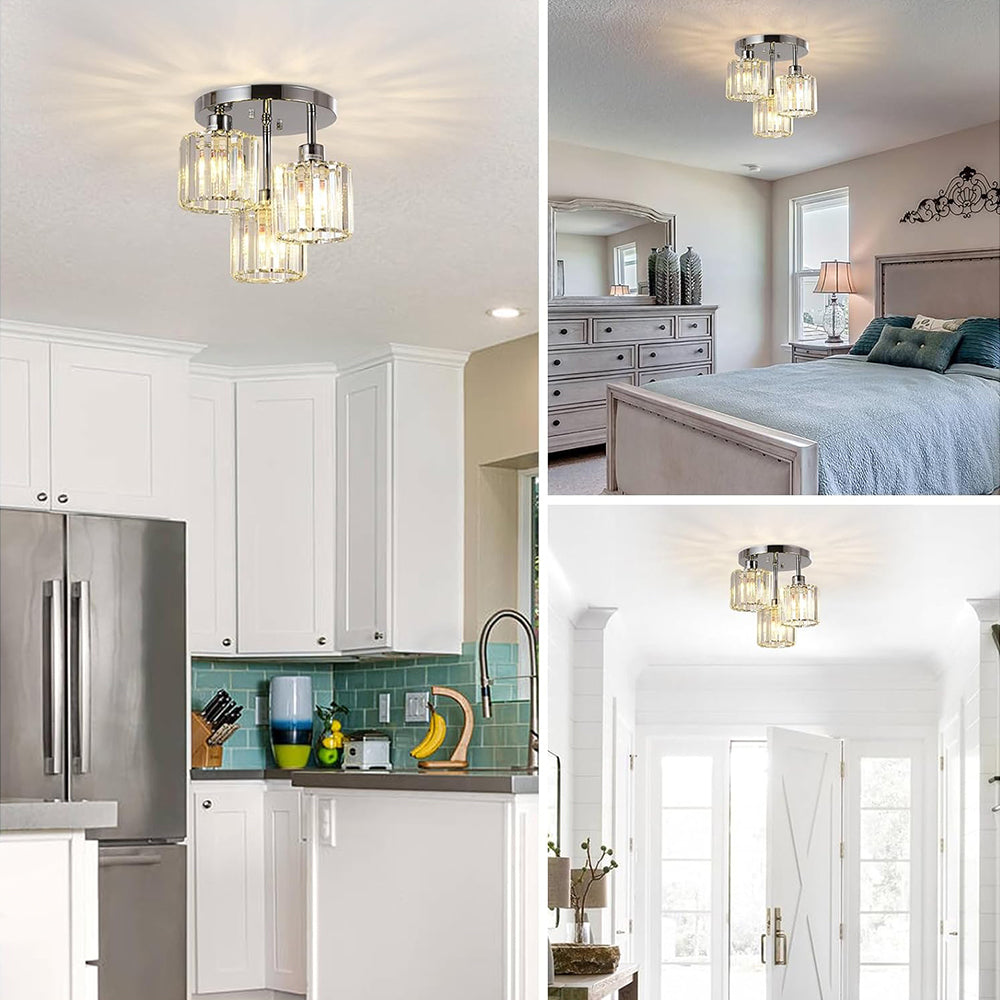 Elegant Modern Crystal Semi-Flush Ceiling Lights